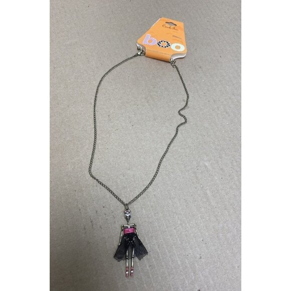 Carole Inc. Pendant Necklace Dual Strand Burnished Metal & Hematite w/ Crystal - Picture 1 of 5